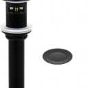 Matte Black Bathroom Sink Drain with Overflow - Small Cap Pop up Drain Fit for Large Sink Standard 1 3/4" Drain Opening with Hair Catcher Basket