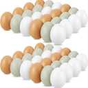 Syhood 48 Pcs Wooden Fake Eggs Fake Chicken Eggs Bulk for Crafts Get Hens to Lay Nesting Home Decor Kitchen DIY Craft Play (Elegant Color)