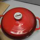 Lodge 3 Quart Enameled Cast Iron Dutch Oven with Lid Dual Handles Oven Safe up to 500 F or on Stovetop - Use to Marinate, Cook, Bake, Refrigerate and Serve Island Spice Red