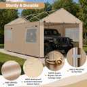 10x20 FT Carport Replacement, Heavy Duty Carport, Sidewalls & Doors, 2 Sidewalls & 2 Doors-Mesh Window