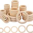 58 PCS 2.2/2.76/3.5/4/5.2 Inch Wooden Rings for Crafts, Natural Wood Rings for Macrame, Jewelry Making, and DIY Crafts, Unfinished Smooth Wood Rings, by GNIEMCKIN