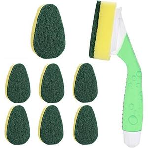 Dish Wand with 6Pack Replacement Dish Wand Sponges,Not Easy Leak Dishwand and Long Lasting Replacement Sponge Heads,Dish Brush Pads Kitchen Cleaning Sets