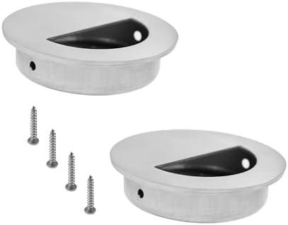 TTZEZE 6 Pack Closet Door Finger Pulls, Hidden Concealed Recessed Sliding Door Pull Handle, Stainless Steel Round Closet Knob Flush Finger Cabinet Pull Handles 50 x 12mm