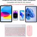 Rechargeable Bluetooth Keyboard and Mouse Combo for iPad, Ultra-Slim Portable Wireless Mouse Keyboard for iPad Pro Air Mini iPhone Samsung Tablet Cell Phone Android, iPadOS/iOS 13 and Above (Pink)