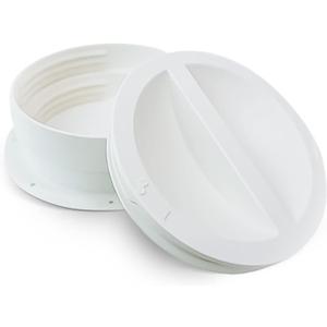 Dual Size Wall Mount Connector for Portable Air Conditioner Exhaust Hose Vent, 6 and 6.5 Inches Hose Compatible, White, Off Season Cover Plug Included, Omni-Directional