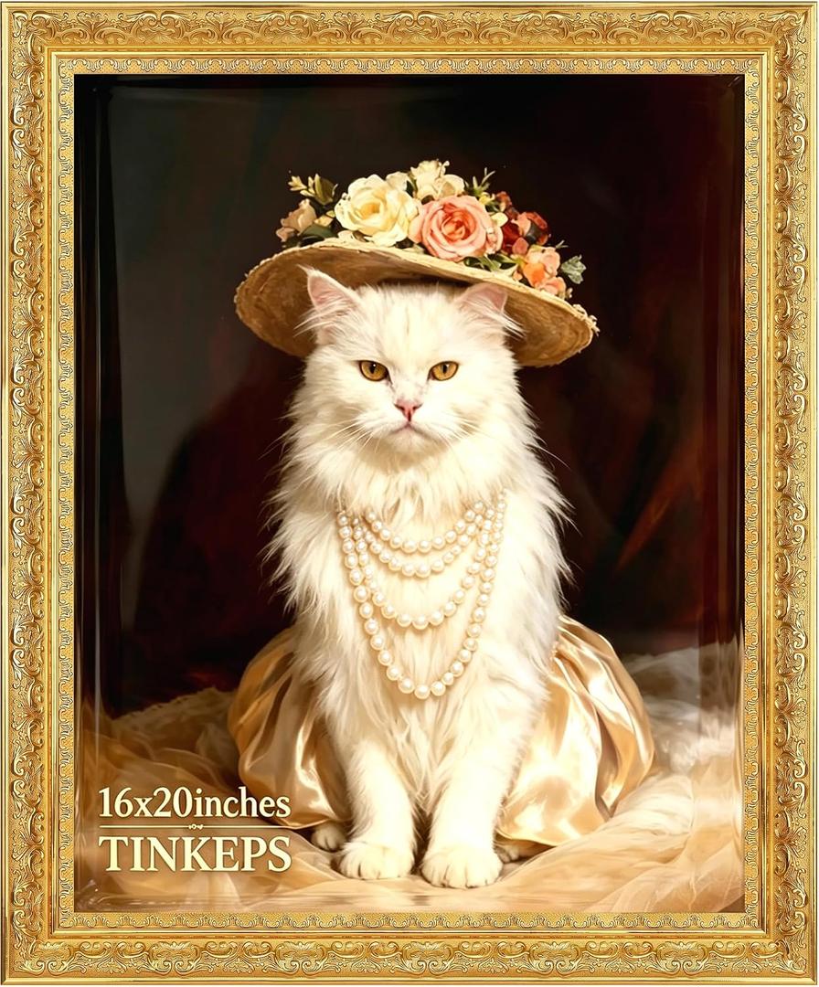 16x20 Ornate Gold Resin Picture Frame, Real Tempered Glass