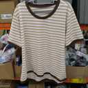 ROSRISS Womens-Plus-Size-Tops Summer Striped Short Sleeve Casual Crewneck Oversized T Shirts Trendy Color Block Basic Tunics Size XXL