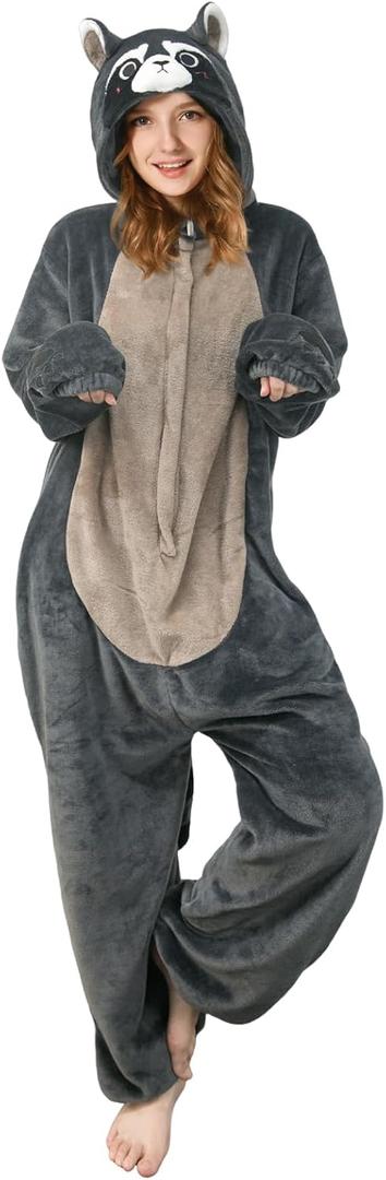 OLAOLA Adult Onesie, Animal Halloween Costume, Unisex Onesies Plush Cosplay Pajamas One-Piece Sleepwear, Size L