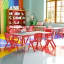 Flash Furniture 48x24 in Plastic Adjustable Rectangular Activity Table, Red