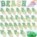 105 Pcs Chenille Letter Patches Self Adhesive Iron on Colorful Chenille Embroidered Patches with Gold Glitter Jean Stickers for Clothing Hat Backpack Bag Jacket(Blue-Green Series)