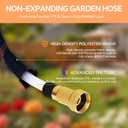 Garden Hose 50ft - Non-Expandable, Flexible, Kink-Free - 3/4'' Fitting High-Pressure & Lightweight Garden Water Hose with Burst Resistance - All-Weather Use for Gardens, Car Washing & Pet Care