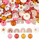 Waydress 200 Pcs Boho Rainbow Wooden Beads for Crafts 16mm First Trip Around The Sun Spacer Rustic Home Farmhouse Wood Beads for DIY Party Decors