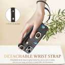 JanCalm for iPhone 15 Plus Case, Metal Ring Holder Stand, Card Slots Wallet, Wrist Strap, Magnetic Clasp, Leather Shockproof Protective Cover for iPhone 15 Plus (Black)