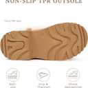 Furry Winter Boots for Women, Block Heels Snow Boot Platform Flurry Fuzzy Winter Booties Buckle Slip-On Comfort Outdoor Walking Shoes (5, Chestnut)