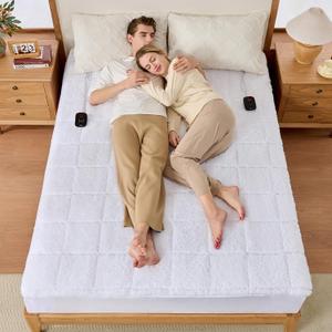 Bearhug Electric Heated Mattress Pads King Size 7880 Sherpa Bed Warmer with 16 Deep Pocket 10 Heat Settings 12-Hour Timer Machine Washable White