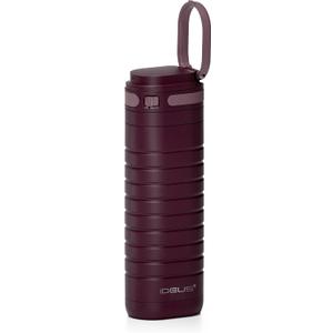IDEUS Insulated Stainless Steel Water Bottle 14 oz Lockable Lid & Leakproof Travel Coffee Mug for Hot/Cold Beverages Fits Most Cup Holder (Burgundy)