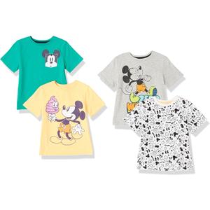 Amazon Essentials Disney | Marvel | Star Wars Boys and Toddlers' Short-Sleeve T-Shirts (Previously Spotted Zebra), Multipacks (XX-Large, Green/Orange/Yellow/Mickey Print)