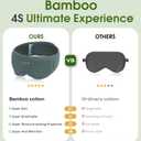 Bamboo Cotton Large Sleep Mask with Bluetooth Wireless Headphones - Blackout Eye Mask for Sleeping 3D Contoured Sleep Eye Cover Headband Ear Plugs Low Noise Hook for Men Women Better Experience (Grey)