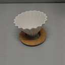 Ceramic Coffee Dripper Pour Over Coffee Maker with Wood Stand Elegant Flower Shape Filter