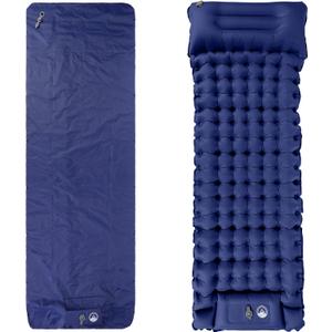 Wakeman Sleeping Pad for Camping - Inflatable Mat with Built-in Foot Pump - Waterproof Camp Mattress - Camping Gear Must Haves Outdoors (Blue)