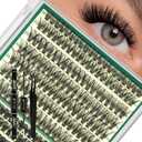 KEYYOU Lash Clusters Kit Thick Lash Extension Kit with 280pcs Super Soft 60D+80D D Curl 10-18MIX Lash Clusters for Volume Fluffy Look with Bond&Seal and Applicator DIY at Home