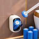 Disposable Toilet Brush with 35 Refill Pads, Auto-Open, Water-Activated Cleaning Heads, Wall-Mounted Toilet Kit for Bathroom & Tub