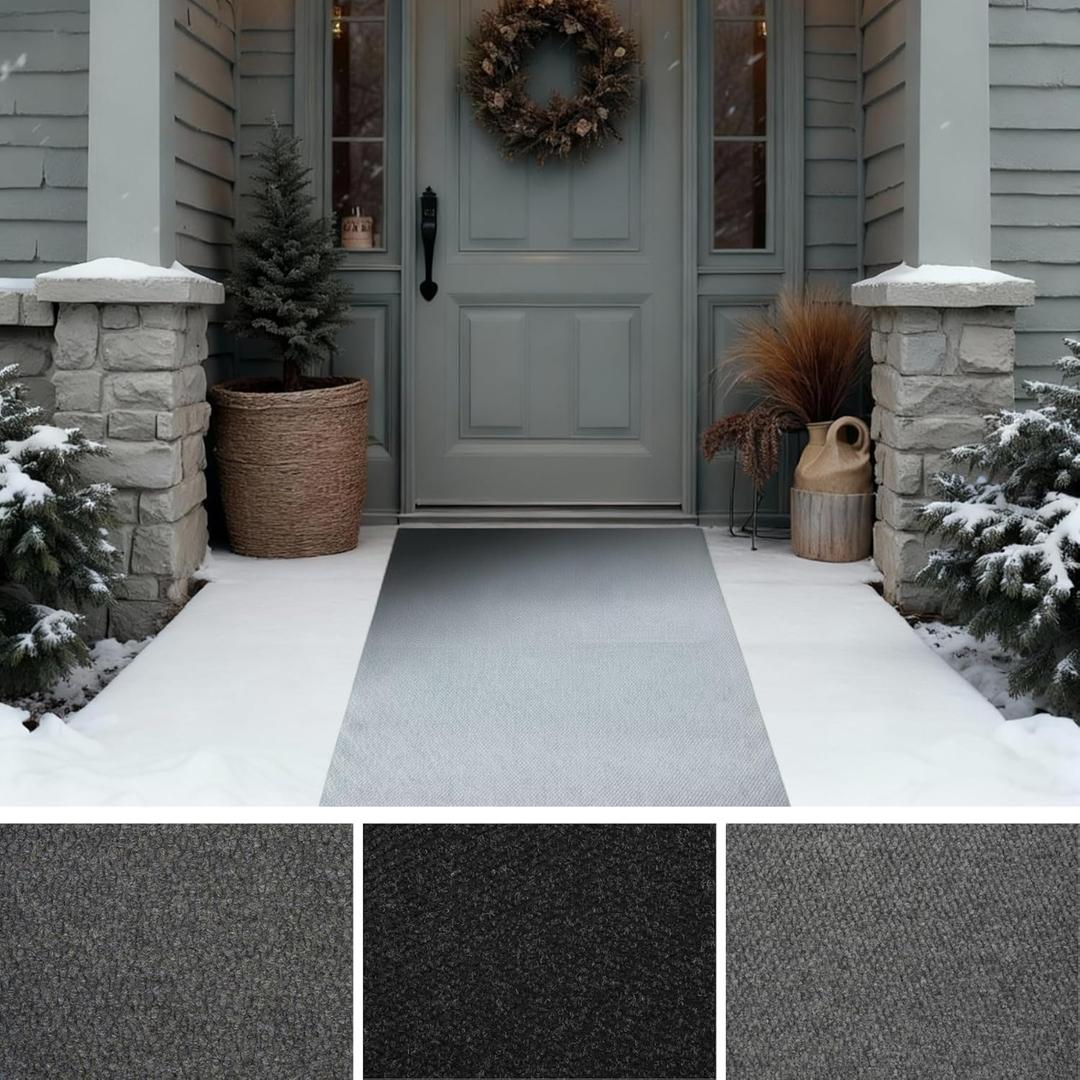 iCustomRug Entryway Door Mat  3x6ft Grey, Indoor/Outdoor, Non-Slip Rubber Backing, Low-Profile All-Weather Carpet, Non-Shedding & Easy Care, Entryway Mat Ideal for High Traffic Areas