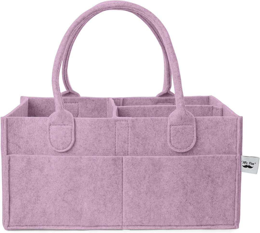 Mr. Pen- Baby Diaper Caddy Organizer, Orchid Mist, Baby Caddy Organizer with Handle, Compact Size, Collapsible & Portable (1 Pack)