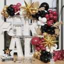 Burgundy Balloon Arch Garland Kit,Burgundy Maroon and Gold White Black Balloons Exploding Star Foil Balloons for New Year Decorations Graduation Retirement Birthday Wedding Party Supplies