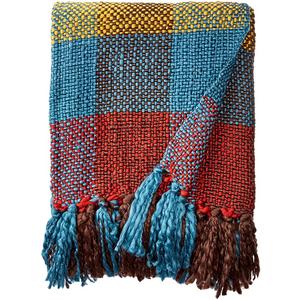 battilo Cross Woven Throw Blanket in Bright, Fun Colors with Tasseled Ends 60"x50" Inc