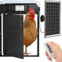 Automatic Chicken Coop Door Solar Powered, Cold Weather Electric Chicken Door Large Size Aluminum Door with Light Sensor & Timer with Power Off Emergency Mode Black