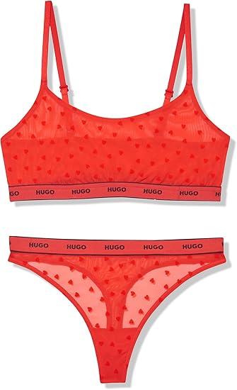 HUGO, Lace Bralette and Thong Gift Set, Candy red, XL