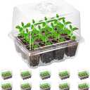 Bonviee 5-Pack Seed Starter Trays, Seed Starter Kit with Adjustable Humidity Dome and Base Indoor Greenhouse Mini Propagator for Seeds Growing Starting (12 Cells Per Tray)