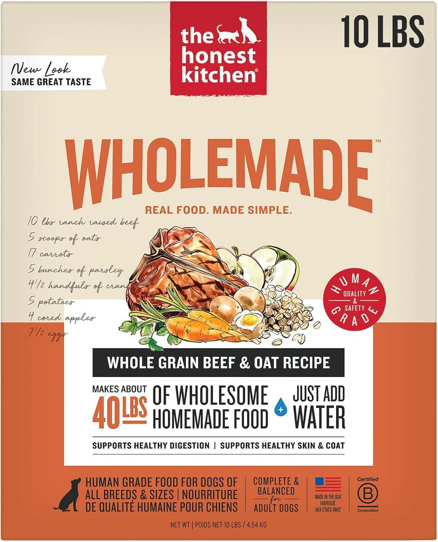The Honest Kitchen Wholemade Dehydrated Whole Grain Beef & Oat Dog Food, 10 lb Box