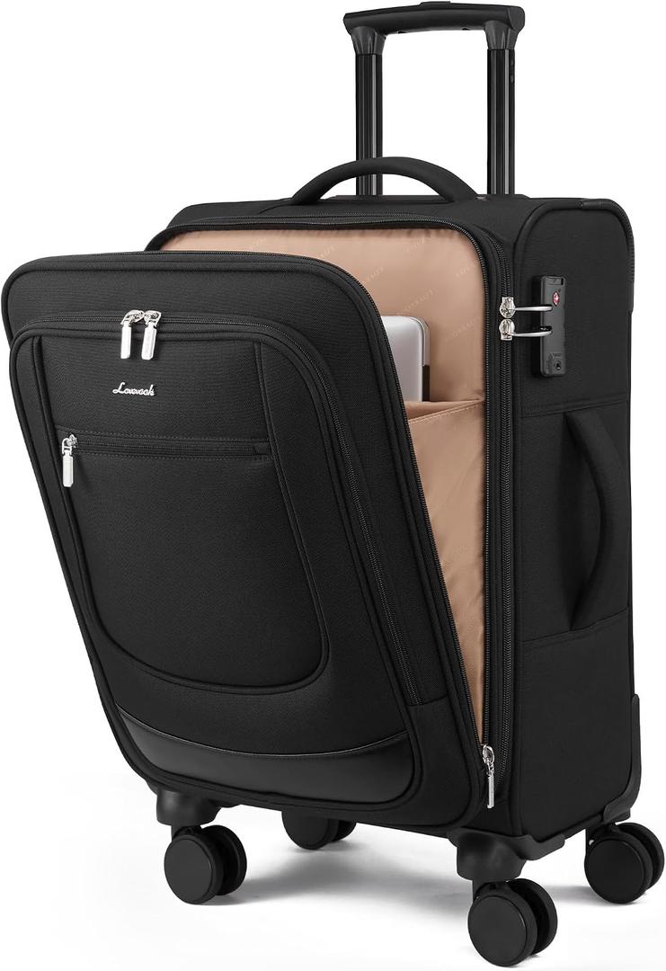 LOVEVOOK Carry On Luggage 22x14x9 Airline Approved 22inch Softside Suitcase, carry on-20 inch