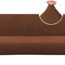 H.VERSAILTEX Armless Futon Cover Stretch Sofa Bed Slipcover Protector Elastic Feature Rich Textured High Spandex Small Checks Jacquard Fabric Futon Cover, Machine Washable, Caramel