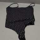 SUUKSESS Women Sexy Square Neck Thong Bodysuit Sleeveless Backless Cami Body Suits Top (Black Polka Dots, M)