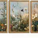 Framed Wildflower Canvas Wall Art Botanical Home Decor 3Pcs 24x16 Inch