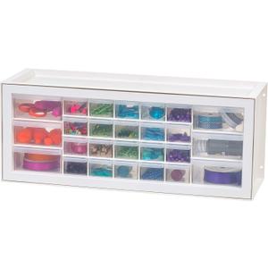 IRIS USA Plastic Drawer Storage Organizer, 26-Drawer Teacher Toolbox Bead Small Parts Organizer Cabinet for Hardware Crafts Nuts Bolts Tools Sticker Home Business Scrapbook Art Hobby Garage - White