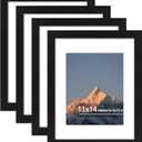 11x14 Picture Frame Set of 4, High Definition Real Glass, Display Pictures 8x10 with Mat or 11x14 Without Mat, Gallery Wall Hanging Photo Frames, Black