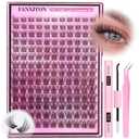 DIY Lash Extension Kit Natural Look Wispy Lash Clusters D 154 pcs Lashes Clusters 8-16 mm Eyelash Extension Kit Lash Bond and Seal Lash Tweezers Individual Lashes Lash Cluster Kit For Beginners