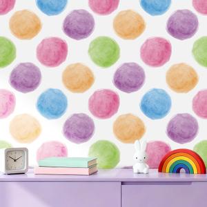 ReWallpaper Colorful Dot Wallpaper Peel and Stick Wallpaper Pink/Blue/Green Polka Dot Contact Paper for Cabinets Drawers Boho Polka Dots Wall Decals Self Adhesive Removable Kids Nursery 17.5in10ft