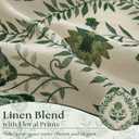 Green Floral Linen Spring Curtains for Living Dining Room 96 Inch Length 2 Panels Olive Plant Flower Patterned Printed Curtains Back Tab Semi Sheer Farmhouse French Country Drape for Bedroom 8FT