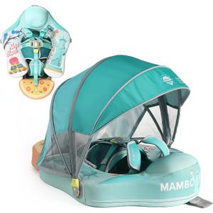 Mambobaby Float Deluxe Baby Pool Float: Safe & Comfortable Swim Trainer for Infants & Toddlers, Non-Inflatable Design, UV Protection Canopy, Fun Water Experience for Ages 3-24 Months