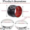 Straight ID 3.5 to 4 inch Black Silicone Reducer Coupler with 2 T-Bolt Clamps 4 Layers of Polyester Reinforcement Suitable High Level Turbo Pipe