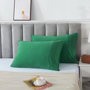 H HOUSEHOLD Super Soft Smooth King Size Pillowcases - Breathable Jersey Knit Fabric, King Size, Cool Touch for Better Sleep (Green, King Size 20" x 36")