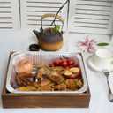 Aluminum Foil Pan Holder for 9x13 Disposable Baking Tin, Includes 1 Foil Pan- Handcrafted Wood Carrier for Food Containers - Party Supplies and Catering Server