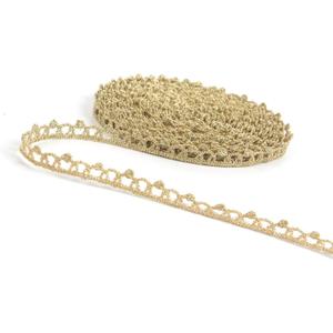 10 Yards Mini Lace Trim for DIY Dollies Sewing Thin 0.29 Inch Ribbon (Gold #01110 Yards)