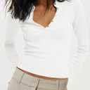 Tankaneo Womens Long Sleeve T-Shirts Deep V Neck Casual Cropped Henley Shirt Ribbed Knit Button Up 2025 Basic Tees (L)