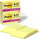 Post-it Super Sticky Notes, 12 Sticky Note Pads, 3 x 5 in., School Supplies, Office Products, Sticky Notes for Vertical Surfaces, Monitors, Walls and Windows, Canary Yellow